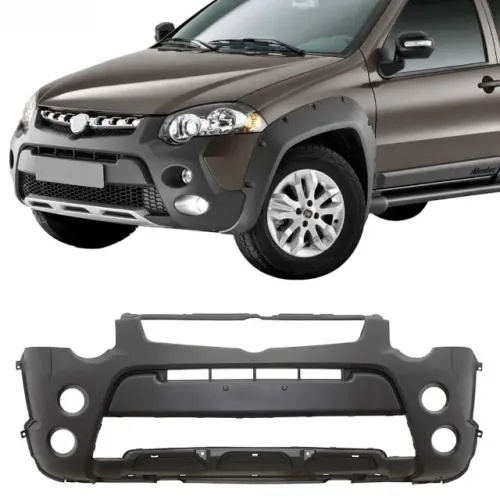 Parachoque Fiat Palio Weekend Strada Adventure Locker 2013 / 2019 Dianteiro Preto com Furo