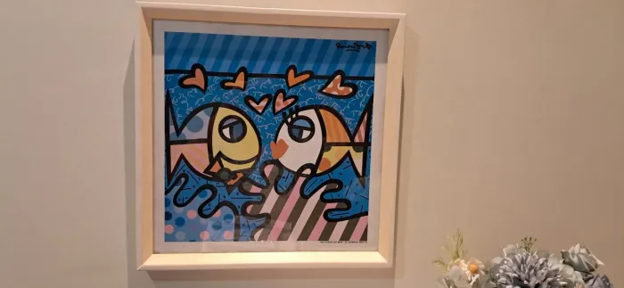 Gravura Romero Britto "No fundo do mar" emoldurada 