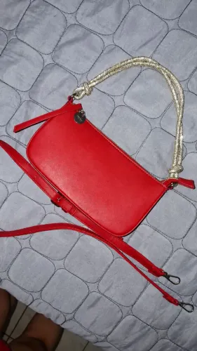 Bolsa Baguete Pequena Gabriela Alça Nó & Strass Vermelho