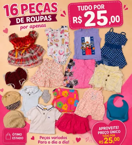 Combo de roupa por 25,00