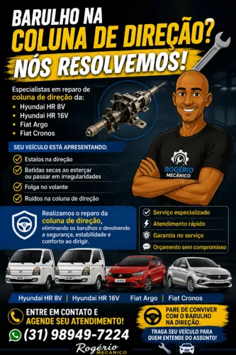 Reparo coluna de direção Hyundai HR 8V, Hyundai HR 16V, Fiat Argo e Fiat Cronos