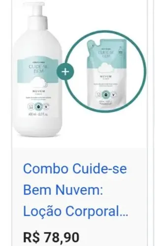 Creme hidratante corporal nuvem e refil 