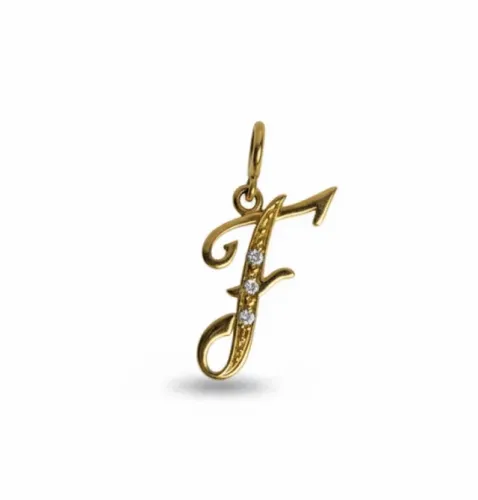 pingente letra F - dourado - bijouteria