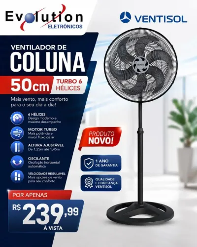 Ventilador de coluna ventisol- 50cm - Produto novo e com garantia!