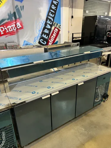 Balcão para pizzaria 2m com condimentadora refrigerada 