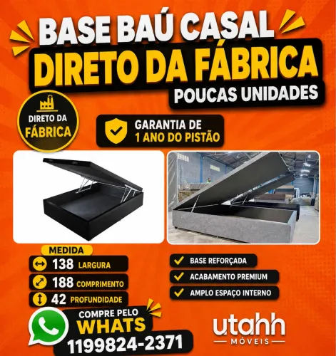 BASE BAÚ CASAL PREMIUM PAGUE NA SUA CASA COM GARANTIA DE FÁBRICA