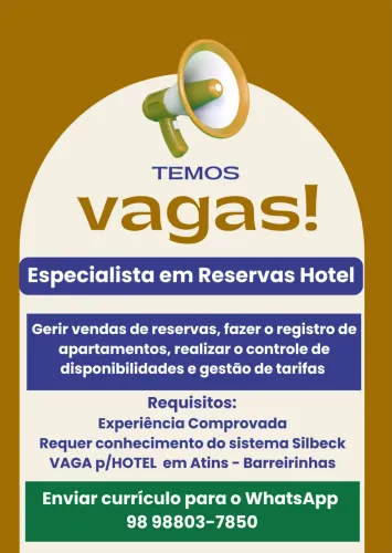 Vaga Emprego Especialista em Reservas Hotel