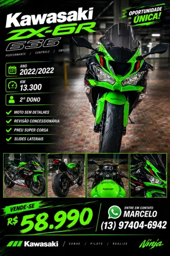 Kawasaki Zx6r 2022 moto sem detalhes muito nova