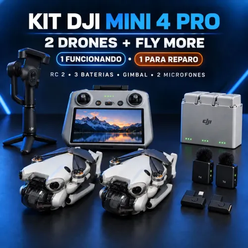 Kit DJI Mini 4 Pro Fly More - 2 drones + RC 2 e acessórios