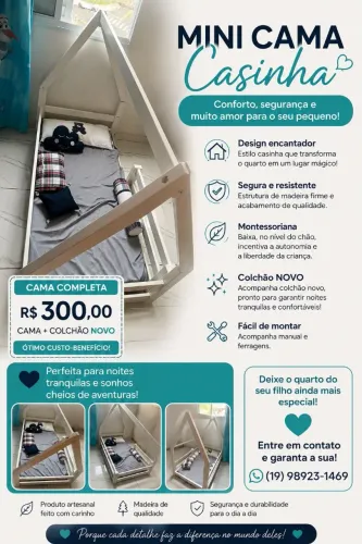 Mini cama casinha (Montessoriana)