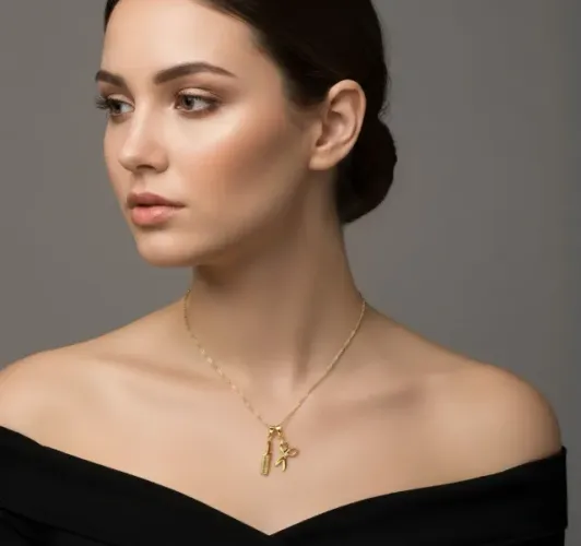 Colar Cabeleireira Tesoura e Pente Folheado a Ouro 18k