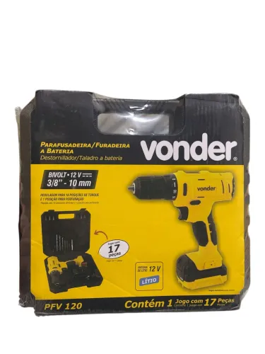 Parafusadeira e Furadeira a Bateria 12V Vonder PFV 120 + Maleta e Acessórios