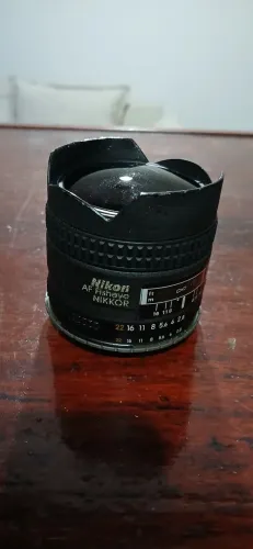 Lente nikon AF fisheye 16mm 2.8d com adaptador para canon