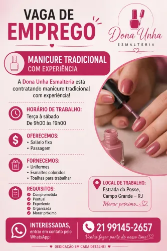 Contrato manicure para início imediato