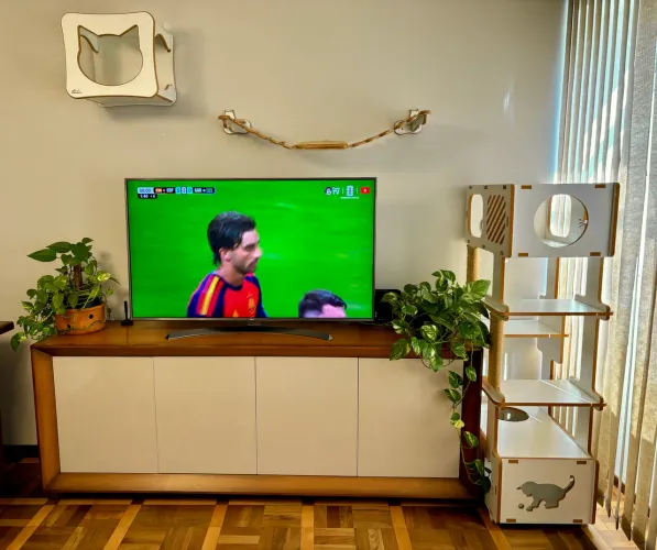 Conjunto torre, ponte e nicho para gatos