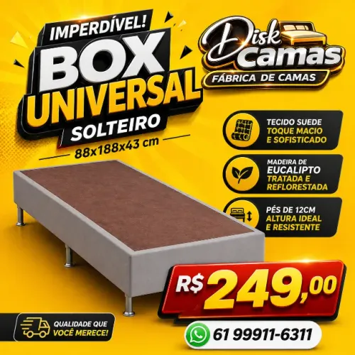 BOX UNIVERSAL SOLTEIRO DIRETO DA FÁBRICA - QUALIDADE E PREÇO IMPERDÍVEL!