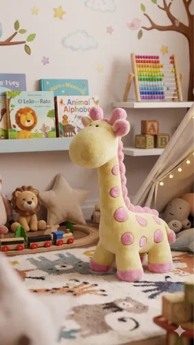 Girafa de pelúcia que toca música 