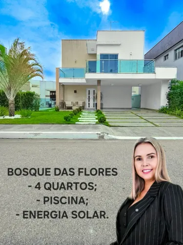 Casa no Condomínio Bosque das Flores, com 04 quartos, espaço gourmet, piscina. Confira!