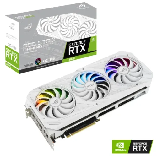 Placa de Vídeo RTX 3070 8GB Rog Strix Asus OC - Branca