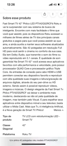 Smart tv Philco roku