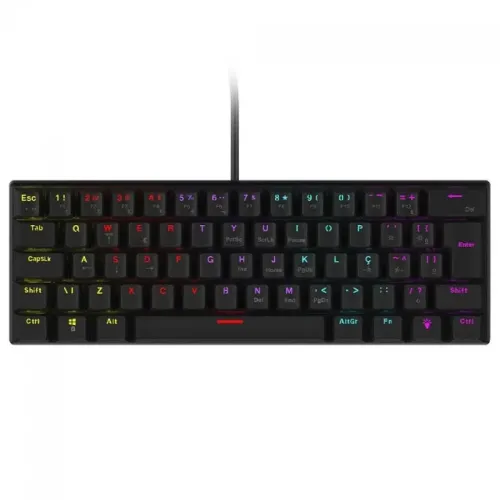 Teclado Mecânico Gamer Vinik Anihi, 60%, Switch Blue, Rainbow, ABNT2, Preto -Loja Fs