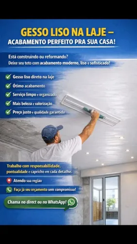 PROMOÇÃO GESSO LISO E REBOCO EM GESSO