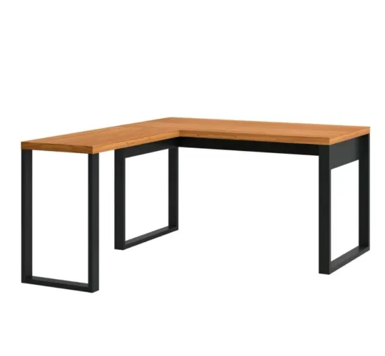 Mesa para Escritório em L 100% Mdf Industrial Freijó/Preto - Dalla Costa