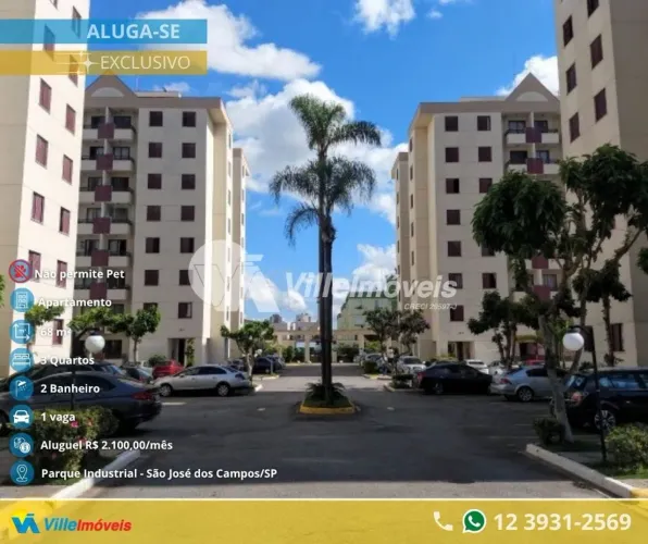 Apartamento com 3 dormitórios para alugar, 68 m² por R$ 2.889,00/mês - Parque Industrial -