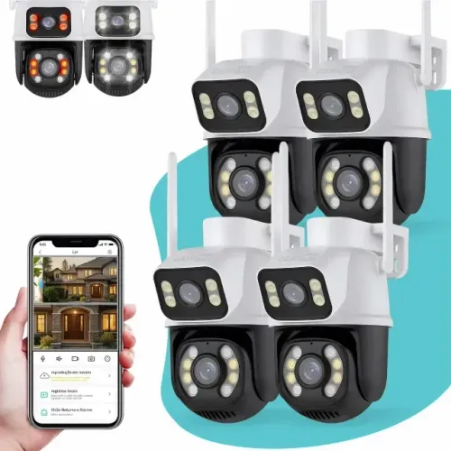 Kit 4 Câmera Segurança Ip Externa Wifi A28/A31 App Icsee Prova Dagua IP66 Dome Lente Dupla