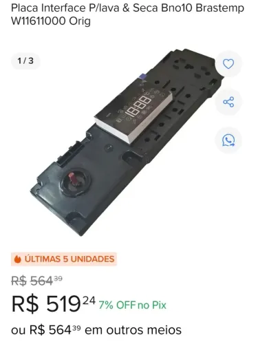Placa interface p/lava e seca Brastemp w11611000 original 