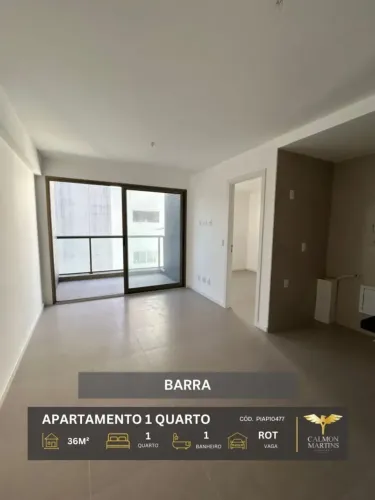 APARTAMENTO NORTE/SUL 36m² 1 SUÍTE VARANDA 1 VAGA INFRA VENDE BARRA