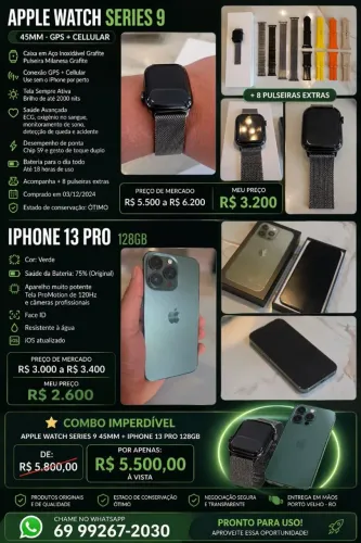 Relógio e celular aplle