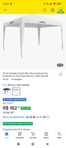 Tenda tubular 3x3 branca