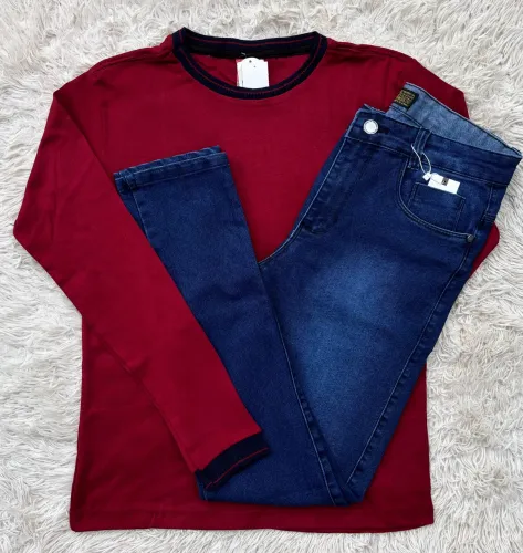 Kit M Camisa Longa e Calca Jeans I