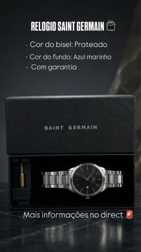 Relógio Masculino Elegante Prata com Fundo Azul + Garantia