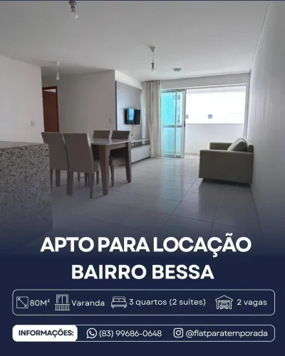 Locação de apto mobiliado com vista para o mar no Bessa, João Pessoa PB