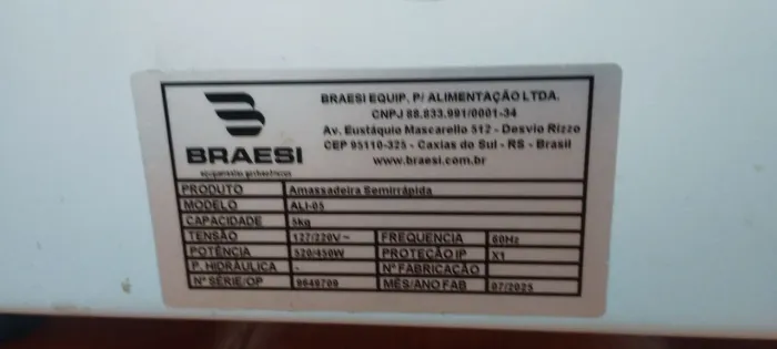Amassadeira Semi rápida Braesi 5Kg