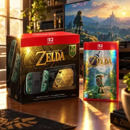 Nintendo Switch 2 - Edição The Legend Of Zelda 40 Anos + Jogo Edição Foil Limitada - Novos