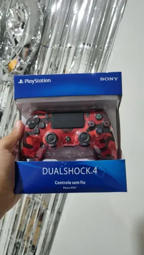 Controle para Ps4 / Dualshok 4 CAMUFLADO VERMELHO ( já com Cabo para Carregamento )