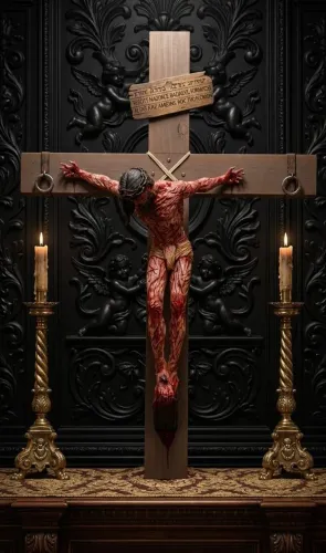 Crucifixo de Filamento e Cruz em madeira