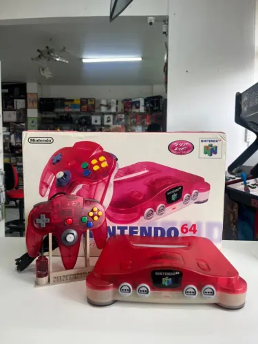 CONSOLE NINTENDO 64 CLEAR RED (JPN) NA CAIXA SEMINOVO - N64