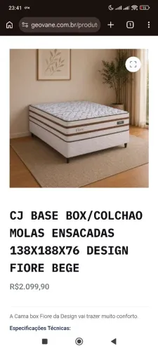 CJ BASE BOX/COLCHAO MOLAS ENSACADAS 138X188X76 DESIGN FIORE BEGE