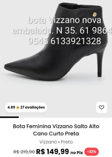 Bota Vizzano nova embalada