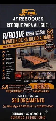 Alugo reboque/carrocinha para carregar motos, quadriciclo e outras finalidades