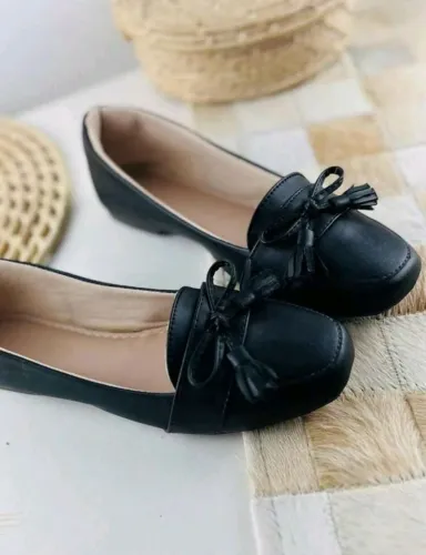 Sapatilha Burleta Preta Confort Elegante Laço Coquette
