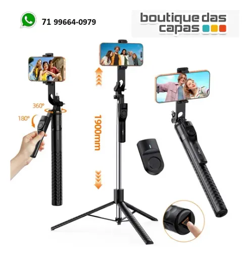 SUPORTE COM CONTROLE BASTÃO DE SELFIE TRIPE INOVA SPO-13374 ATÉ 1,90,M