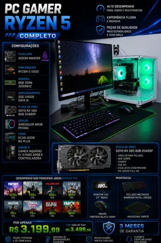 PC GAMER RYZEN 5 COMPLETO
