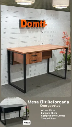Mesa para Escritório com gaveta pé metalon reforçado-Em até 6x sem juros