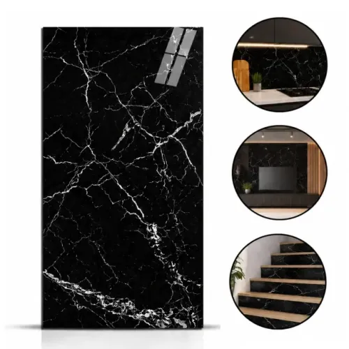 Placas Adesivas Mármore 3d Autocolante Papéis de Parede Revestimento Preto