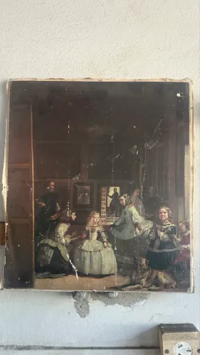Quadro Antigo ?Las Meninas? em Tela | Procedência Europeia | de 1960/70 | Colecionável